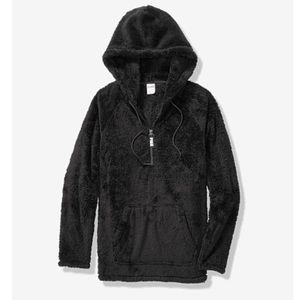 VS PINK SHERPA TEDDY HALF ZIP PULLOVER